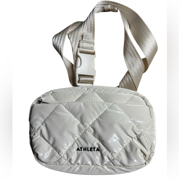 Athleta Handbags - Athleta Quilted Belt Bag Cream Ivory Adjustable Strap Power of She